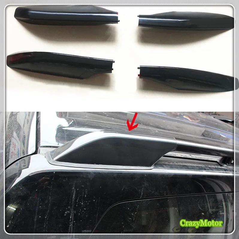

For Toyota Prado Fj120 2003-2009 Exterior Black Roof Rack Side Rails Cover Cap Part Accessories Car styling Covers