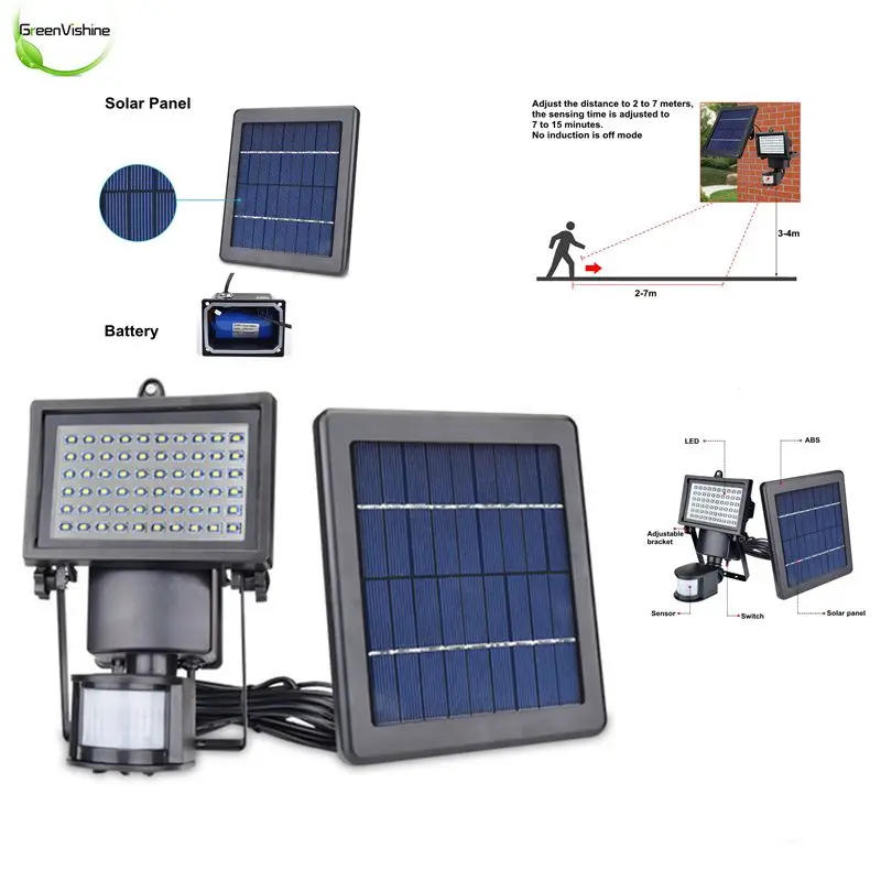 

1Pc Solar Garden Wall 60Leds Lamp Outdoor Waterproof Motion Sensor Solar Lighting Split Energy Saving Light Control Sensor Lamp