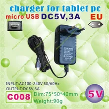 2 шт. [C008] micro USB/5 V, 3A/EU Разъем Электропитания(Европа Стандартный); Зарядное устройство или адаптер питания для планшетных ПК; Для мобильного телефона; для электронной книги; dvr