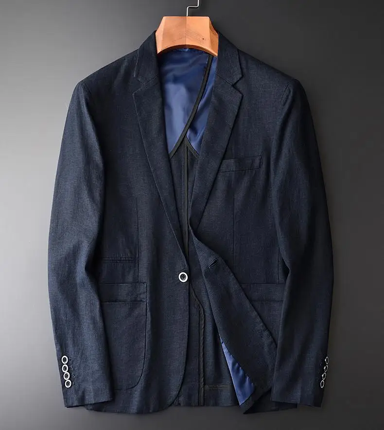 

Minglu Blazer Male Hight Quality Comfortable Linen Blazer And Jackets Men Fashion New Solid Color Slim Fit Navy Blazers For Man