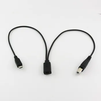 

20x USB 3.1 Type C Female to Micro Male and USB 2.0 B Male Plug Data Charging Y Splitter Connector Cable 30cm/1ft