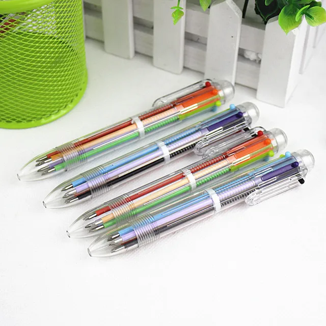 New Arrival 1pcs Novelty Multicolor Ballpoint Pen Multifunction 6 In1 Colorful Stationery Creative School Supplies