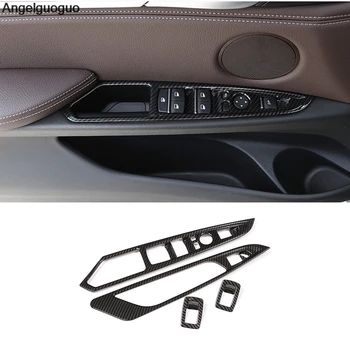 

Carbon fiber style For BMW X5 F15 X6 F16 2014-2018 Car window glasses lifter button decoration Frame stickers LHD