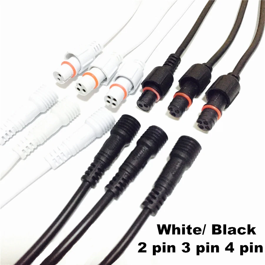 40cm 2 pairs/lot Waterproof Connector Cables 2/3/4 pins With Female