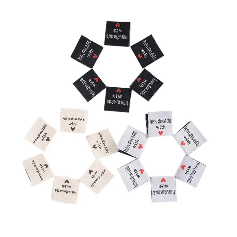 

50pcs Handmade With Love Clothing Labels Embossed Tags DIY Flag Labels For Garment Sewing Accessories