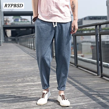 

Chinese Style Solid Color Linen Trousers Men Jogger Pants Male Trousers Chinese Traditional High Quality Casual Linen Men Pants