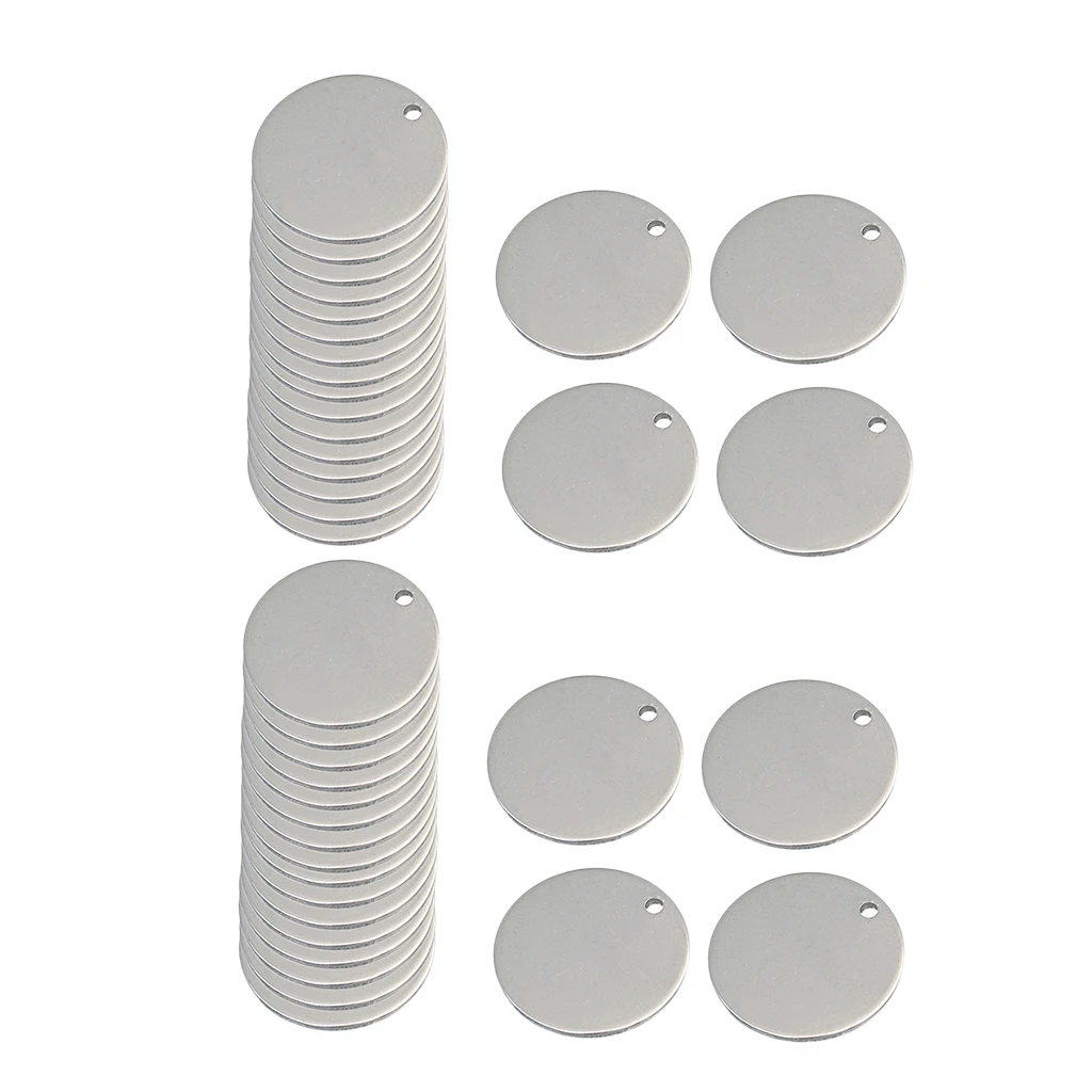 40pcs Metal Flat Round Circle Blank Coin Engraving Stamping Charms Tag Necklace Bracelet Pendants for Jewelry Making 8mm