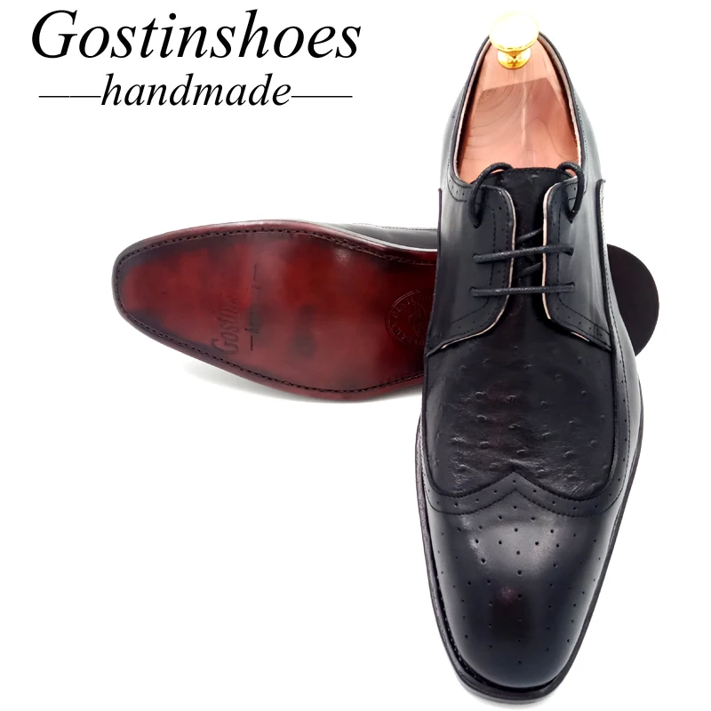 GOSTINSHOES/Мужские модельные туфли ручной работы Goodyear черные из коровьей кожи с