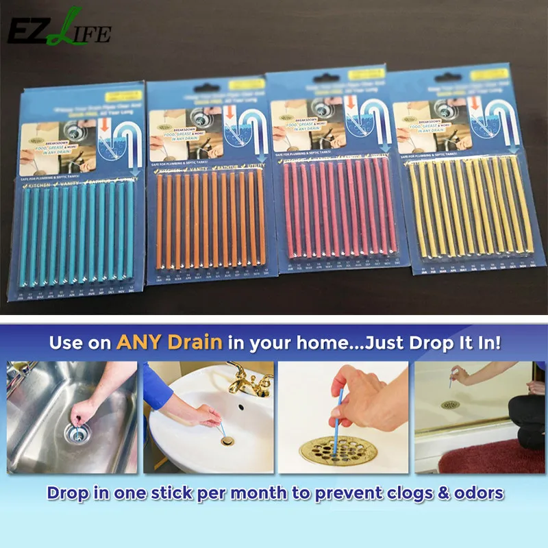 

EZLIFE Hot Sale Kitchen Sink Sticks Odor Remover Kitchen Bath Tub Sink Drain Cleaner Stick Kitchen Cleaning Tool KT0993
