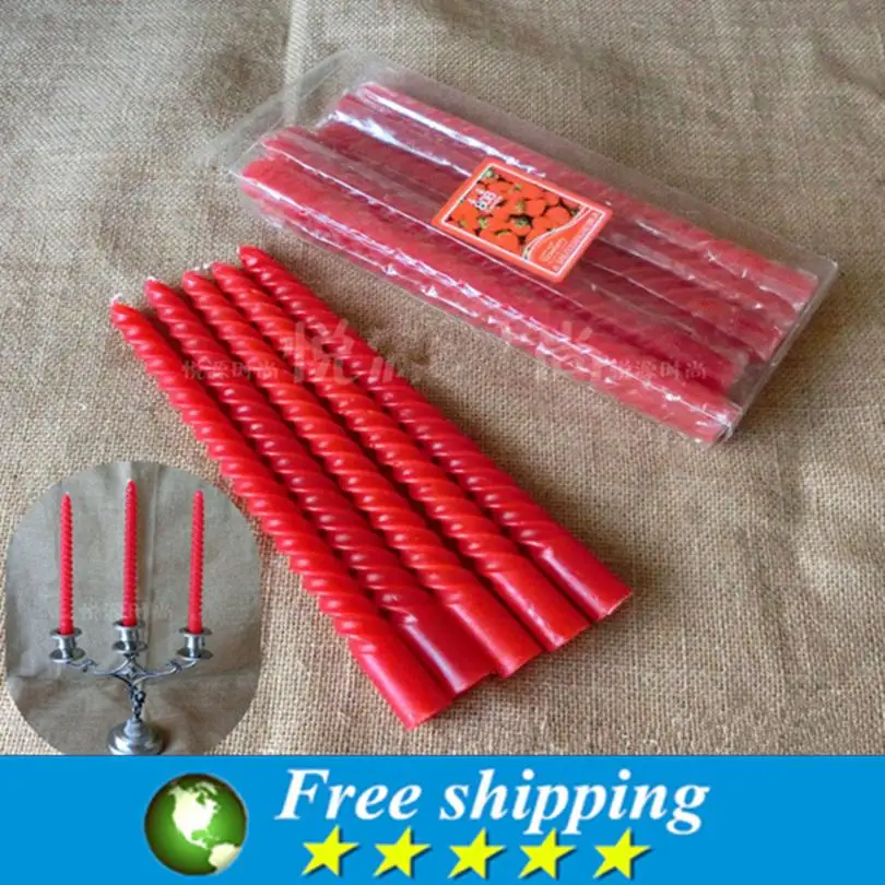 Twisted Smokeless Dinner Table Long Candles Wax Taper-Spiral 12 Pcs//Set