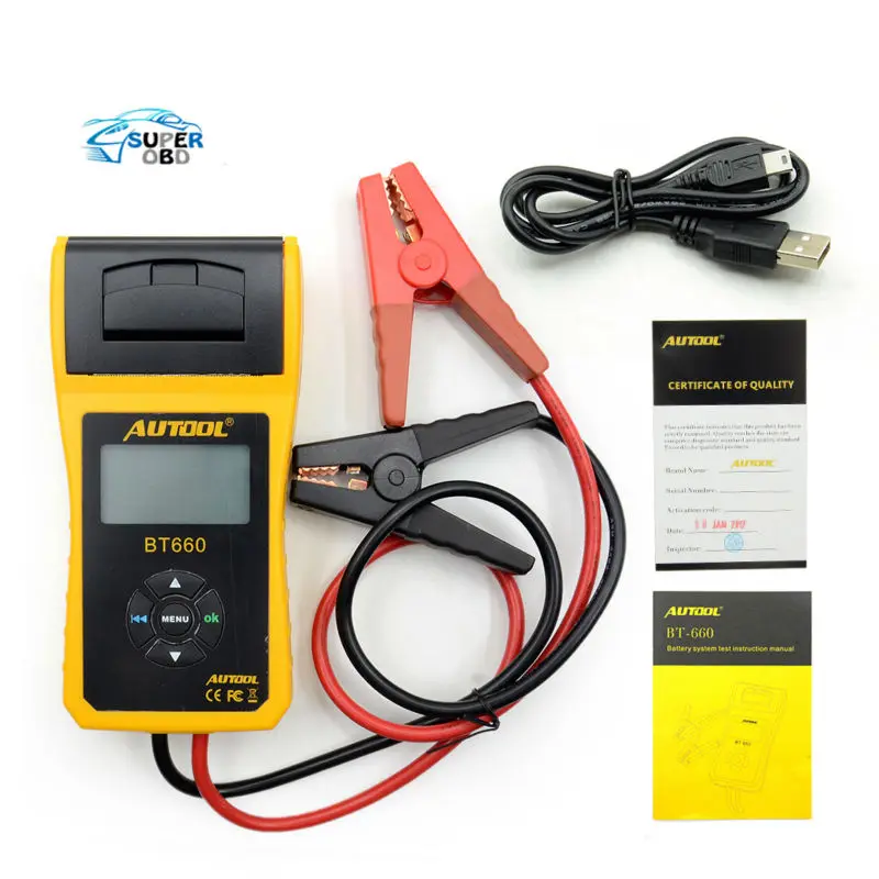 Многоязычный тестер батареи AUTOOL BT660 Встроенный термопринтер почти для всех