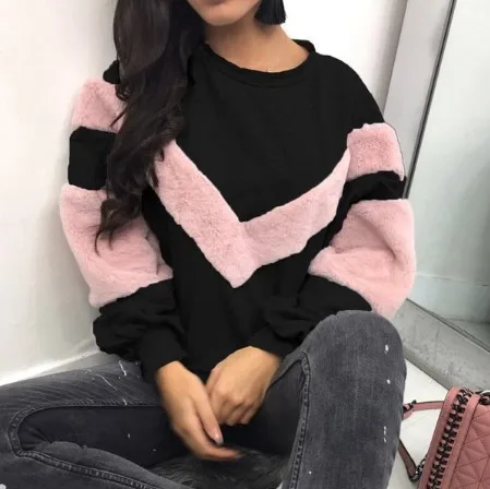 

sweatshirts 2018 winter hoodies korean style lantern sleeve women sweatshirt casual pullover gothic patchwork o-neck female