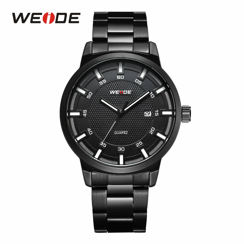 WEIDE Mens Sport Black Watch Analog Calendar Date Quartz Watches Full