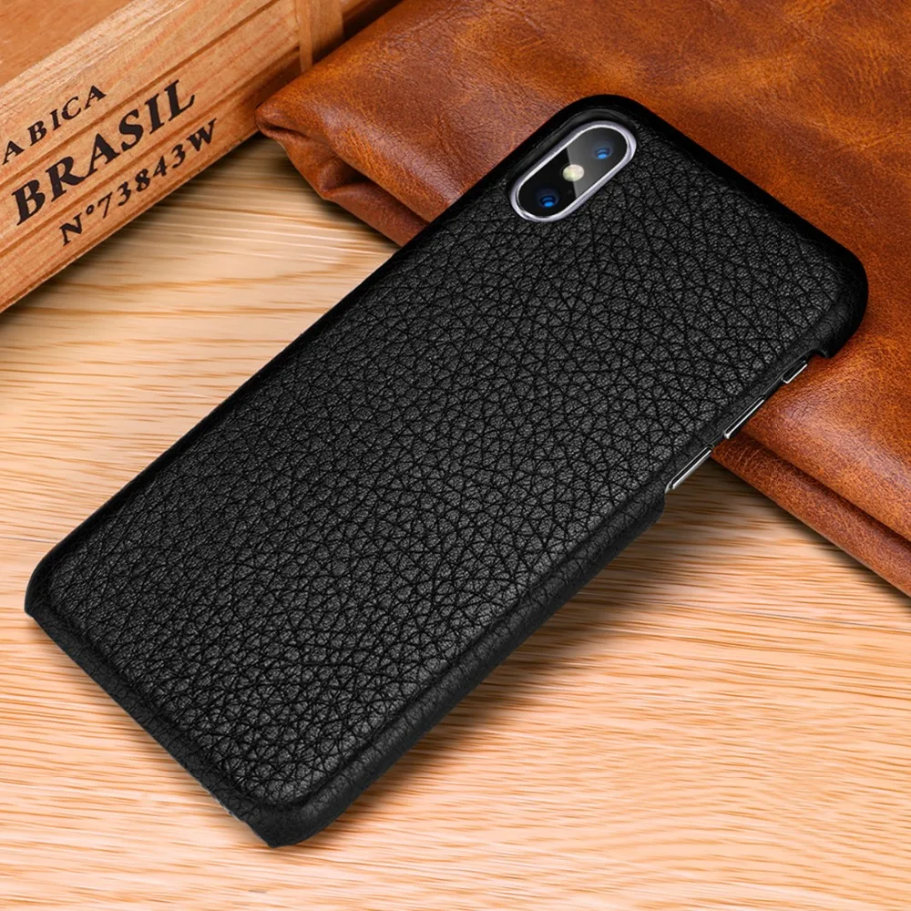 

Luxury Litchi Pattern 100% Genuine Leather Case for iPhone XS Max Ultra Thin Protective Phone Cover Cases for iPhone XS XR Funda