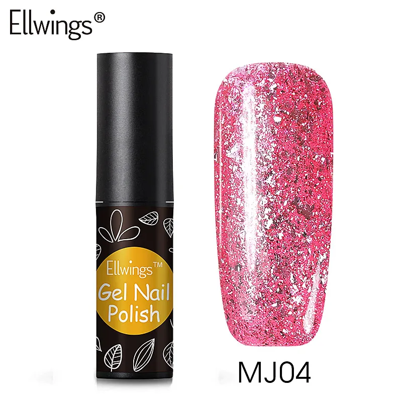 Ellwings розового золота серии UV гель блеск Lacquer Pink ногтей Гель лак Сияющий