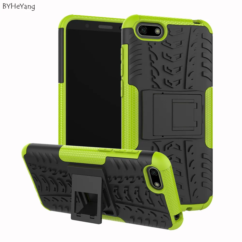 Byheyang الهجين tpu درع سيليكون المطاط حالة لهواوي y5 2018 حالة الصلب الغلاف الخلفي لهواوي Y5 prime 2018 كاملة واقية