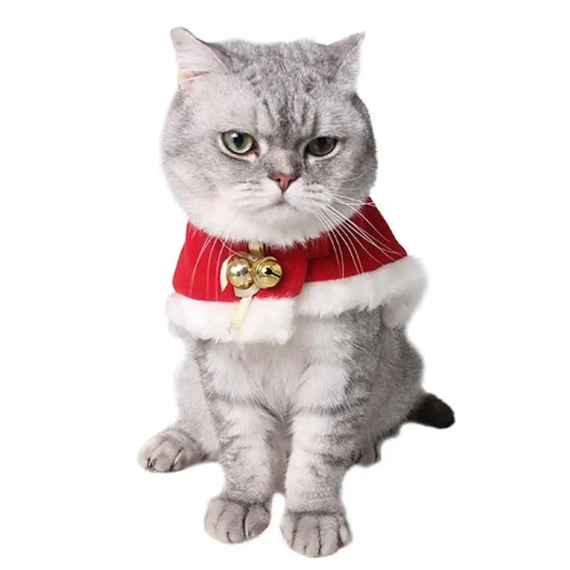 

Christmas Pet Puppy Autumn Winter Warm Pullover Shawl Cloak Coat Clothes with Bell Small Medium Large Dogs