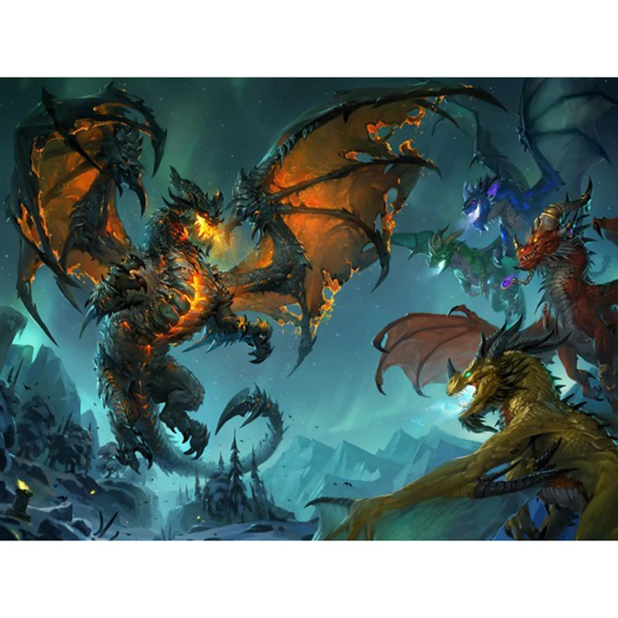 Full Diamond Embroidery Dragon 5D Diy Diamond Painting Full Drill Round