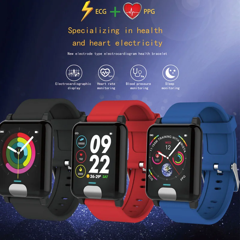 

E04 New Design ECG+PPG Heart Rate Monitor Blood Pressure Smart Watch IP67 Waterproof Pedometer Sport Activity Tracker Smartwatch