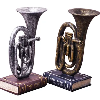 

Europe Classic Vintage Resin Saxophone Model Figurines Handwork Retro Violin Miniature Home Decoration Piggy Bank Crafts Gifts