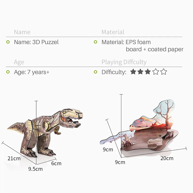 Новые 3D Пазлы динозавры для детей из пенополистирола бумажные головоломки игрушки животные DIY Забавные развивающие игрушки Дети Обучающие головоломки IQ