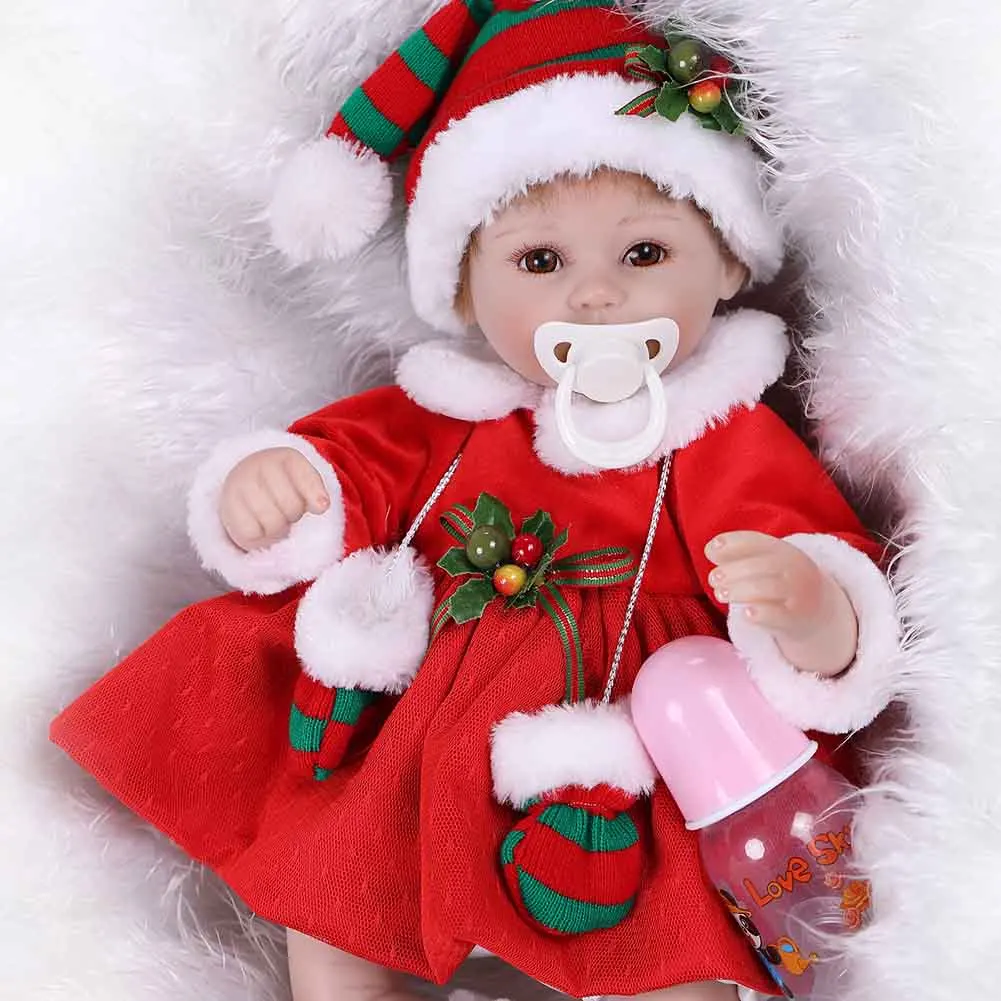 

NPK 16 Inch Lifelike Reborn Newborn Doll Set Silicone Cute Christmas Baby Dolls for Kids Playmat Toy NSV775