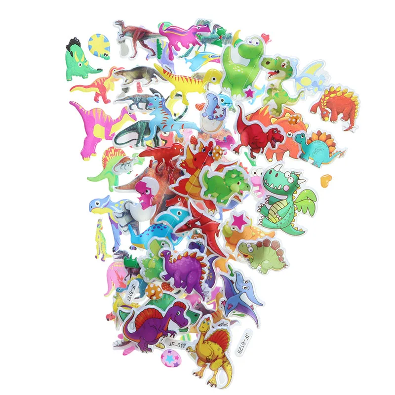 

10pcs Cartoon Dinosaur Bubble Sticker Mobile Phone Album Decoration Gift Stickers Children Stationery Stickers (Style Random)