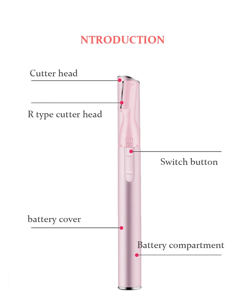 Розовый Электрический триммер для бровей помада брови ручка для удаления волос безболезненная Бритва для бровей Эпилятор мгновенный безболезненный портативный