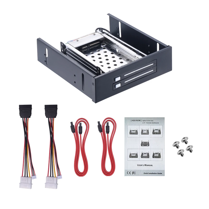 Trayless Swap Mobile Rack 5,25 дюймов для 2 Bay Dual 2,5 дюймов Жесткий Диск Внутренний SATA III HDD SSD объединительная плата рамка Дюймов-2,5 дюймов