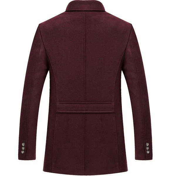 Mens Winter Wool Jacket Scarf Business Mid-long Jacket