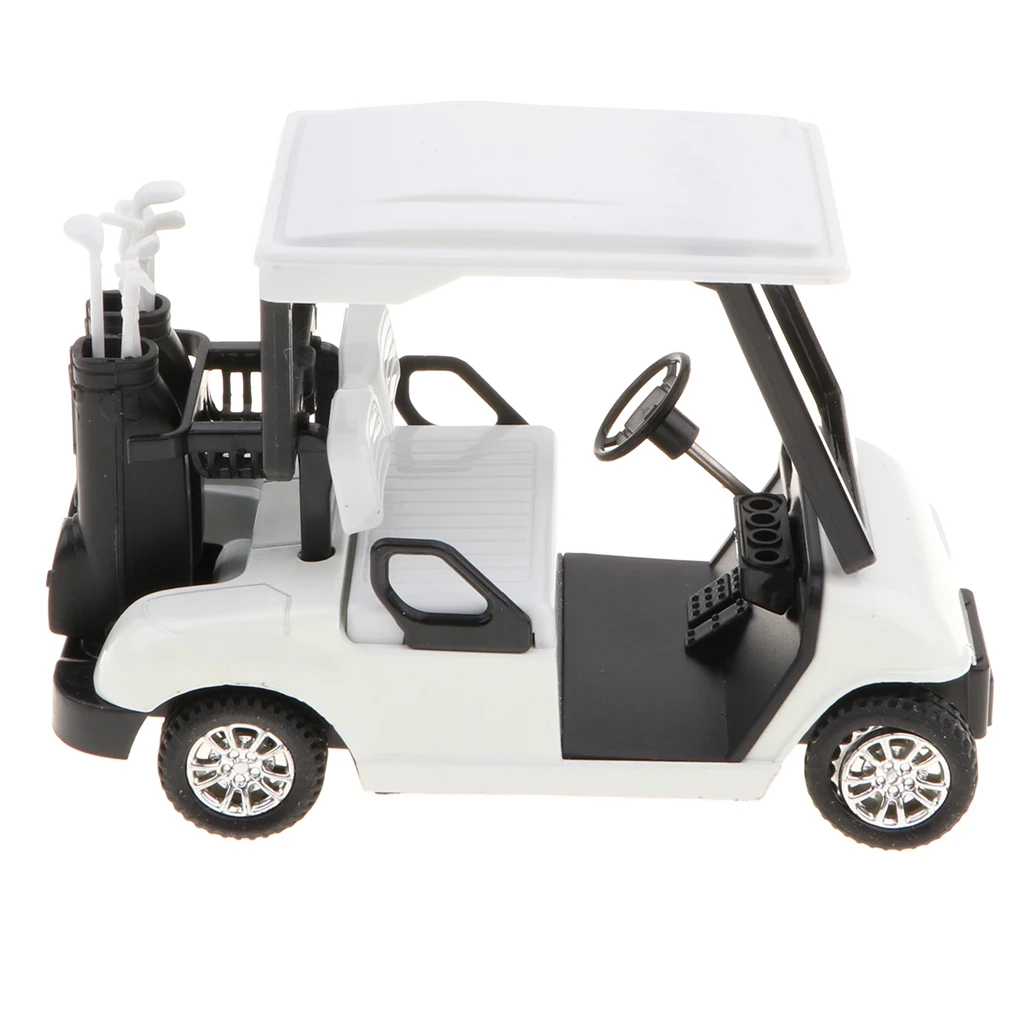 1:20 Scale Mini Alloy Pull Back Golf Cart with Clubs Diecast Model Toy Collectibles Birthday Gift –White