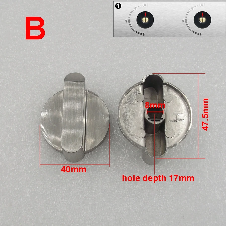 Встроенная ручка для плиты, переключатель для газовой плиты, аксессуары для газовой плиты, металлическая ручка 2 шт. 8 мм - Цвет: B