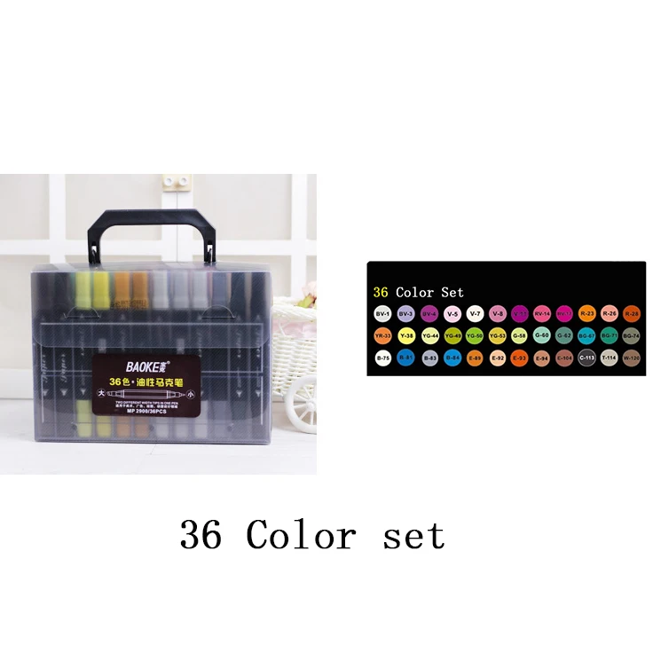 12/24/36/48/72/96/120 Цвета эскиз маркеры двойной головкой Профессиональный маркер для рисования набор для Manga маркер офисные школьные принадлежности, блокноты - Цвет: 36 Color set