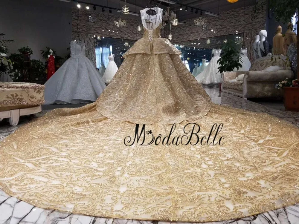 Modabelle Gold Sequin Ball Gown - Elegant Arabic Luxurious Evening Dresses