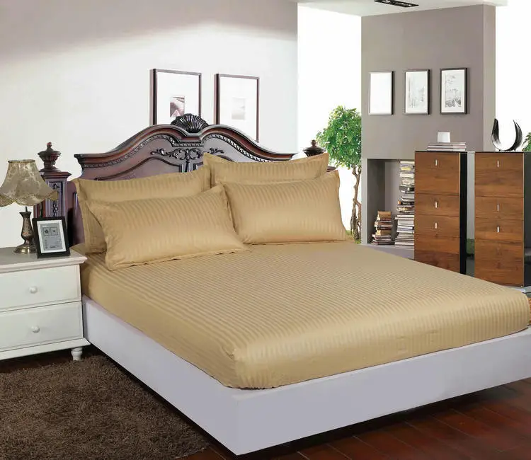 Solid color satin Article Fitted Sheet With Elastic Band Bed Sheets