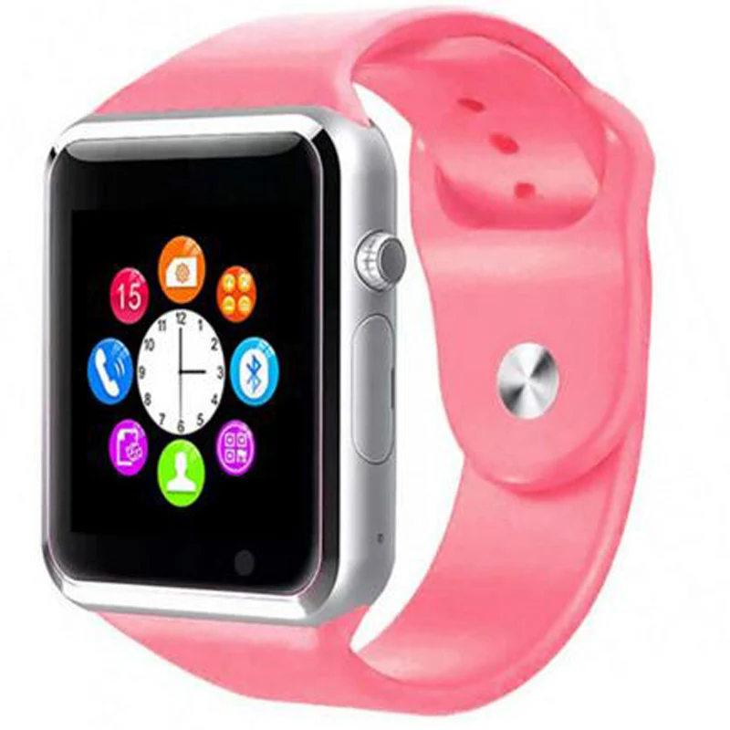 A1 мужские смарт-часы водонепроницаемые часы Android Bluetooth SIM карты TF спортивные Смарт-часы Android водонепроницаемые с камерой защищенные часы - Цвет: Розовый