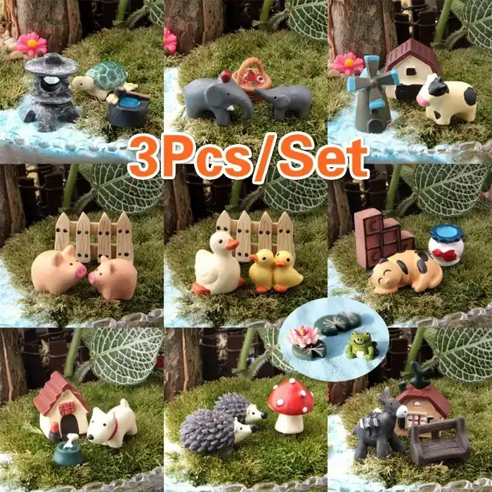 3 pçs/set bonito resina cão mundo ornamentos acessório artesanato resina figurinhas & miniaturas para casa decoração do jardim