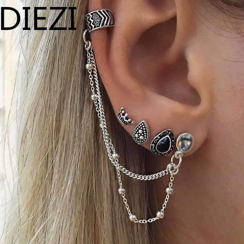 Женские винтажные серьги DIEZI brincos элегантные с цепочкой в виде короны модные