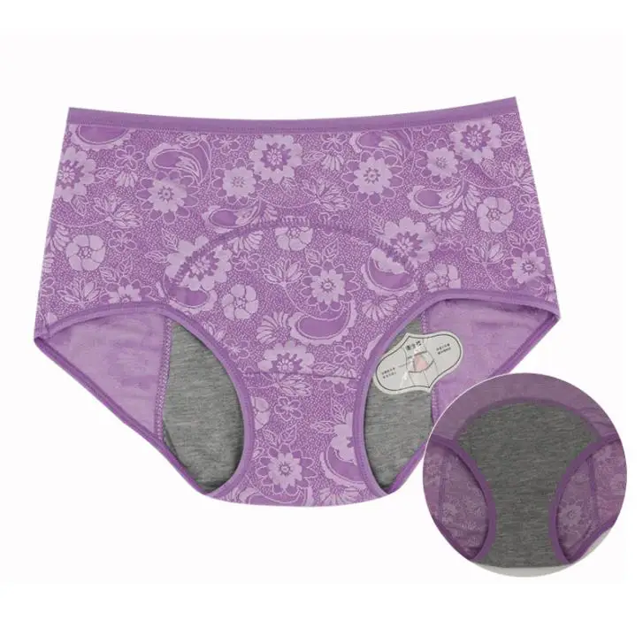Women Menstrual Period Briefs Jacquard Panties Leakproof Female Underwear Seamless Intimates