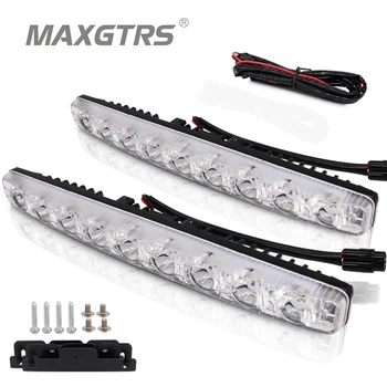 

2x High Power Folw 9 Led 18W Led Car Light DRL Daytime Running Light Source Waterproof Car Styling White With Amber Turn signal
