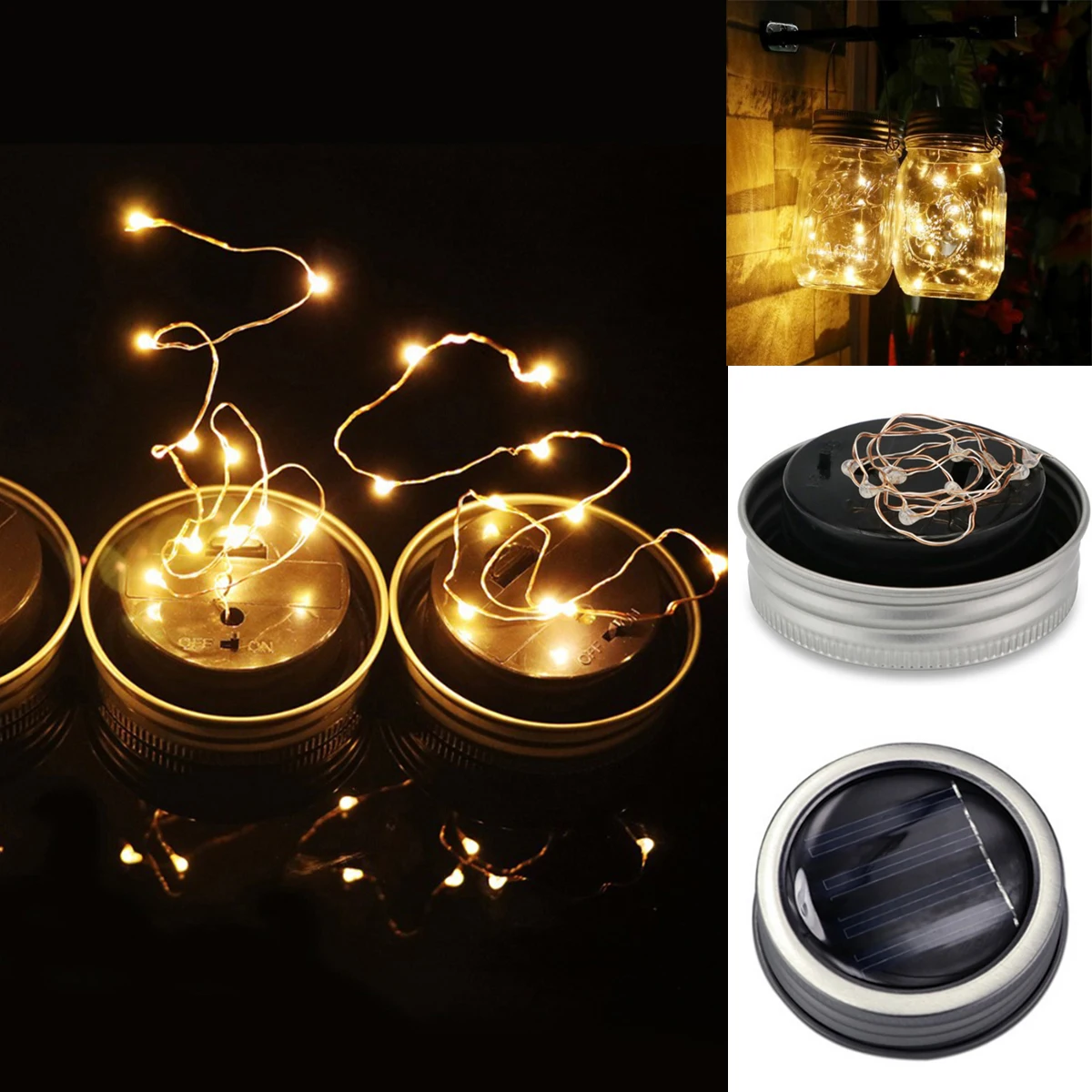 1m 10led Fairy Light Solar Mason Jar Lid Lights Color Changing 1m 10led Fairy Light Solar Mason Jar