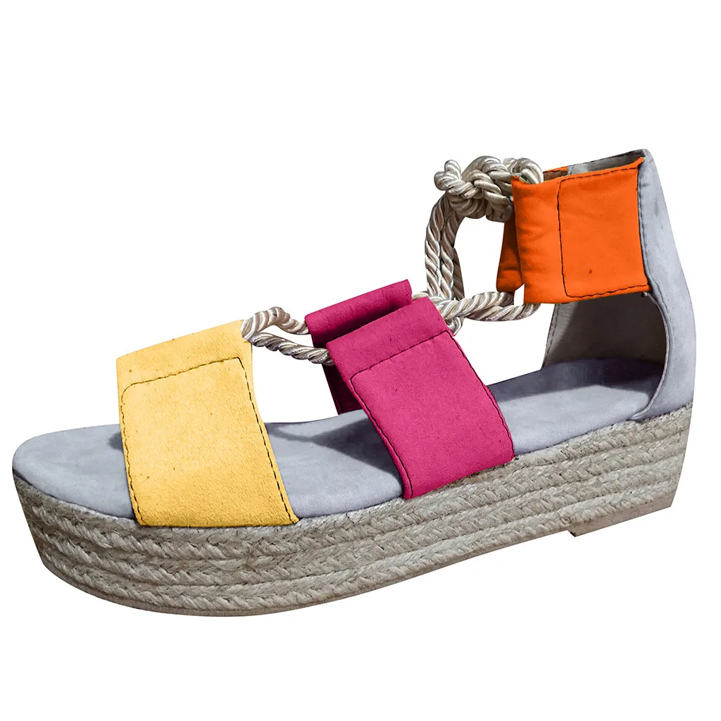 SAGACE الصيف أزياء صنادل سيدات إسفين شقة الشاطئ حذاء الكعب العالي صنادل أرضية البريطانية الرياح شقة كعب حذاء كاجوال قد 27