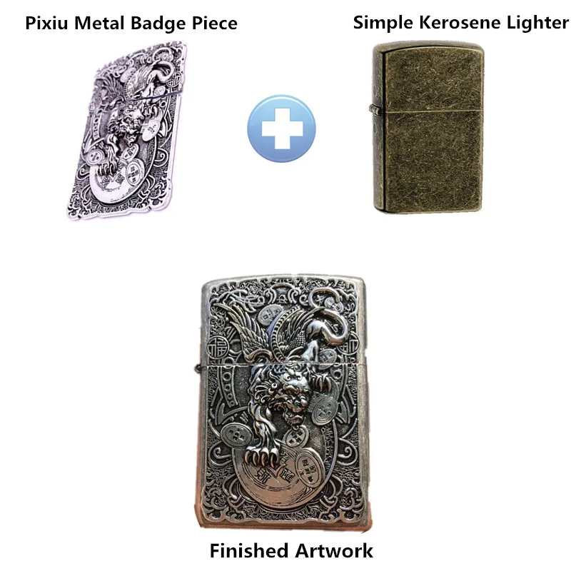 1pc Pixiu Metal Badge DIY replacement for Zippo Kerosene Oil Lighter Decoration Glue On Metal Piece Decor lovely Noverty 1pc Pixiu Metal Badge DIY replacement for Zippo Kerosene Oil Lighter Decoration Glue On Metal Piece Decor lovely Noverty