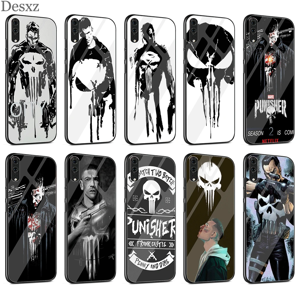 Punisher Frank Glass Case TPU For Huawei P30 P10 P20 P Smart Mate 10 20 Lite Pro Y6 Y9 Honor 7A 8X | Мобильные телефоны и