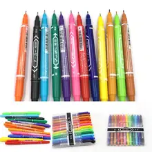 Масляные быстросохнущие Двуглавые разноцветные маркеры школы, дома, офиса 12 цветные Канцтовары ручки 0,12 кг