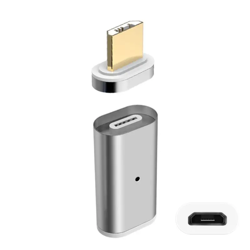 Магнитный Micro USB Женский со штепселем, для передачи данных и подзарядки конвертер адаптер для samsung Huawei Xiaomi HTC Android смартфон планшет - Цвет: Silver