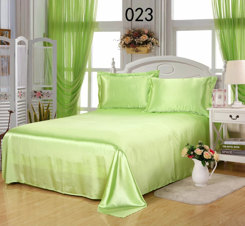 Apple Green Tribute Silk Twin Full Queen 1Pcs Sheets Flat Bed Sheet