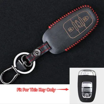 

Leather Car One-button Start Smart Key Remote Keychain Ring Holder Cover Shell Case Bag 3 Button For Audi A4L A5 A7 A8L Q5 S6 S7
