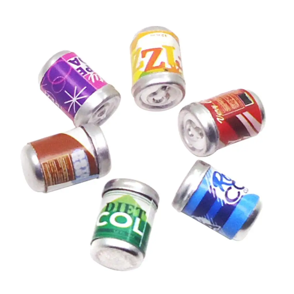 Handmade Miniature Foods Groceries Model Soft Drink Juice Beer Bottles For 1/12 Dolls House Dining Room Accessories 6 Pieces