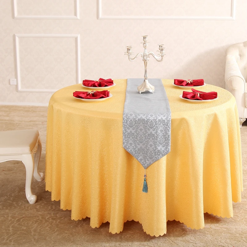 

European Time Flys Yellow Rectangle Small Polyester Jacquard Tablecloths Hotel Dining Table Round Cloth Wedding Decorations